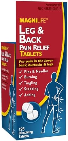 MagniLife Leg & Back Pain Relief Tablets, 125 Ct, Fast-Acting Pain Relief Naturally Soothes Burning, Tingling & Stabbing Aches