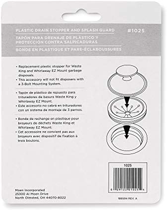 Waste King L-3200 Garbage Disposal with Power Cord, 3/4 HP & King 1025 EZ Mount Garbage Disposal Stopper and Splash Guard, Black