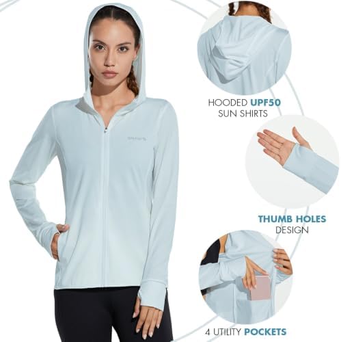 baleaf Women's Sun Protection Hoodie Jacket UPF 50+ Full Zip with Pocket