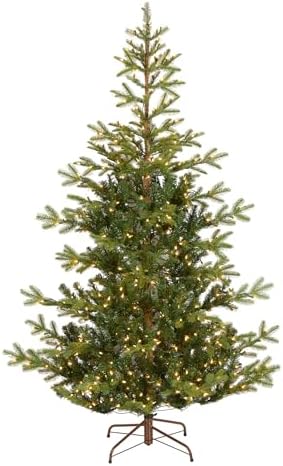 National Tree Company 'Feel Real' Pre-lit Artificial Christmas Tree | Includes Pre-strung White Lights and Stand | Norwegian Spruce - 7.5 ft | 750 Clear Lights, 1,325 Tips, Includes Stand, Artificial, Green