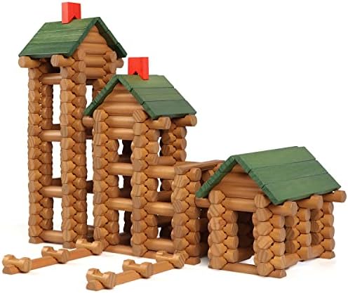 Wondertoys 170 Pieces Wood Logs Set Ages 3+, Classic Building Log Toys for Boy, Creative Construction Engineering Educational Gifts
