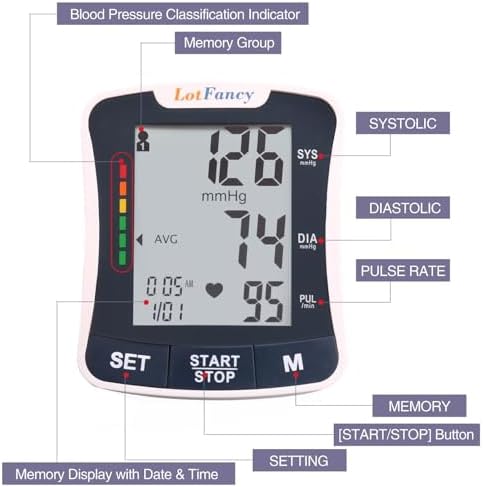 LotFancy Wrist Blood Pressure Monitor for Home Use with Voice Broadcast, Blood Pressure Machine Adjustable Wrist Cuff 5.3"-8.5"
