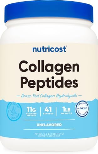 Nutricost Collagen Peptides Powder 1LB (454 G), Grass Fed Bovine | Collagen Hydrolysate, Unflavored