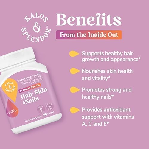 21st Century Hair, Skin and Nails Advanced Formula Caplets, 50 Count | Advanced Hair, Skin & Nails Formula with Vitamins, Minerals & Herbs