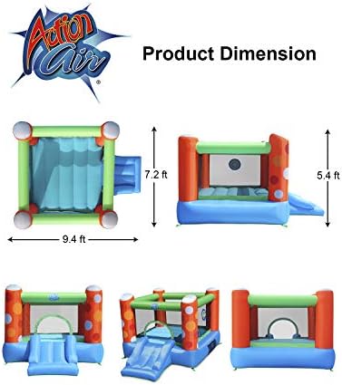 ACTION AIR Bounce House, Inflatable Bounce House with Air Blower, Bouncy Castle with Durable Sewn and Extra Thick, Family Backyard Jump House