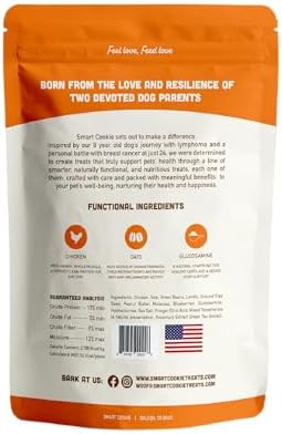 Smart Cookie All Natural Dog Treats - Healthy Hip and Joint Chicken Dog Biscuits with Glucosamine - Ideal for Senior Dogs and Sensitive Stomachs - Dehydrated, Crunchy, Human-Grade, Made in USA - 8oz