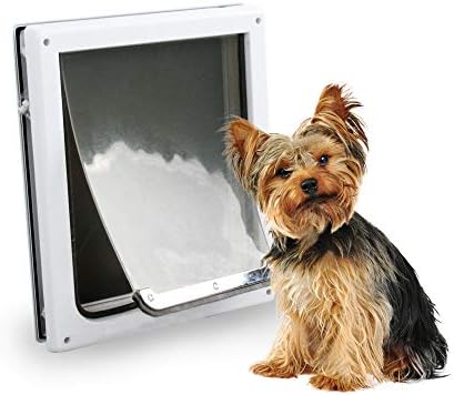 Pet Flap Door 2 Ways Locking Dog Wall Entry Pet Door with Transparent Flap for Dogs (Medium)