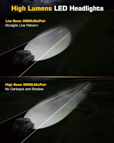 5x7 7x6 Inches LED Headlights H6054 Hi/Low Sealed Beam DOT/SAE Headlamps