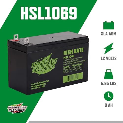Interstate Batteries High Rate Battery 12V 9Ah SLA AGM VRLA HSL1069