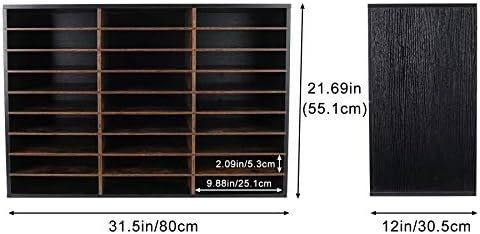 TQVAI Wood Literature Organizer, 27 Slots Hold 13500 Sheets A4 Papers, Wooden Desk File Paper Storage Organizer with Adjustable Shelves