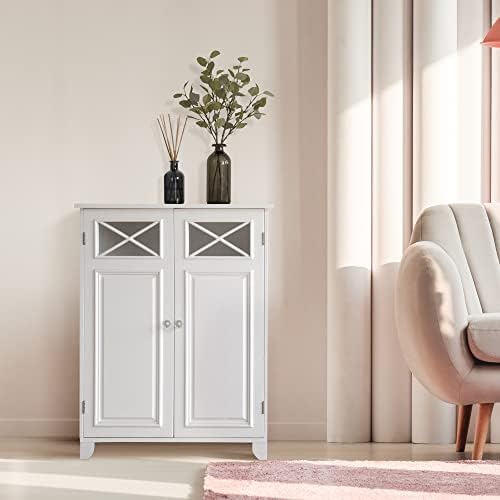 Teamson Home Florence 26 in. x 32 in. 2-Door Freestanding Wooden Floor Cabinet with Adjustable Shelves for Storage Solutions in Bathrooms, Kitchens, Laundry Rooms, Home Offices, White | Freestanding Wooden, Adjustable Shelves, For Bathrooms, Kitchens, La…