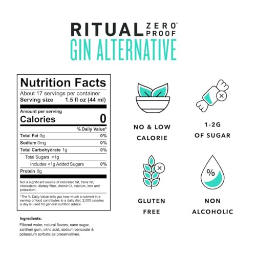 RITUAL ZERO PROOF Gin Alternative | Award-Winning Non-Alcoholic Spirit | 25.4 Fl Oz (750ml) | Zero Calories | Sustainably Made in USA | Make
