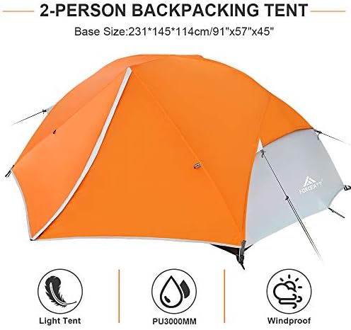 Forceatt Tent for 2 and 3 Person is Waterproof and Windproof, Camping Tent for 3 to 4 Seasons