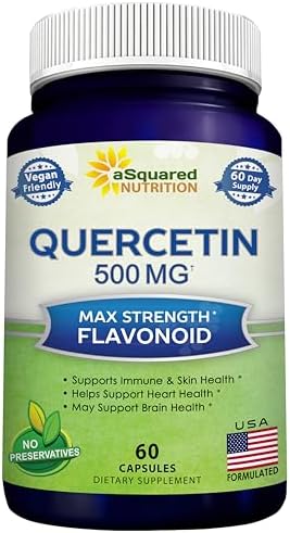 Quercetin 500mg Supplement - 200 Capsules - Dihydrate Powder Complex Pills | Max Strength Quercetin Dihydrate Supplements to Support Cardiovascular Health & Help Improve Immune Response