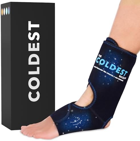 Coldest Foot Ankle Achilles Tendonitis Icing Pain Relief Ice Wrap with Cold Compression Gel Packs | Best for Achilles Tendon Injuries, Plantar Fasciitis, Heel and Sore Feet Cold Therapy