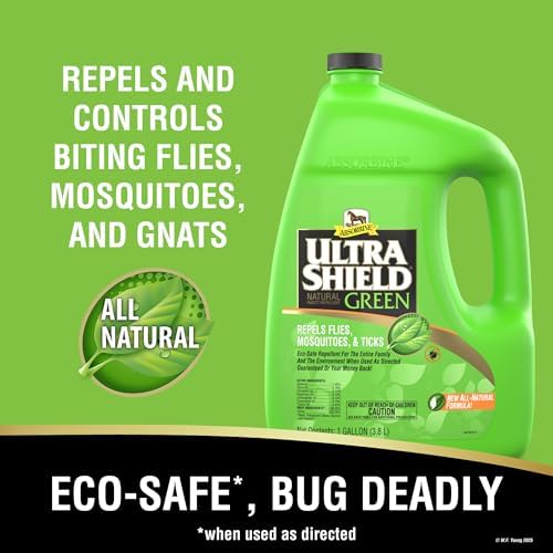 Absorbine UltraShield Green Natural Insect Repellent, 128 fl oz Gallon | Use on Horses & Dogs, Botanical Essential Oils, Daily Use, Repels 70+ Species Including Flies, Mosquitoes, Gnats & Ticks