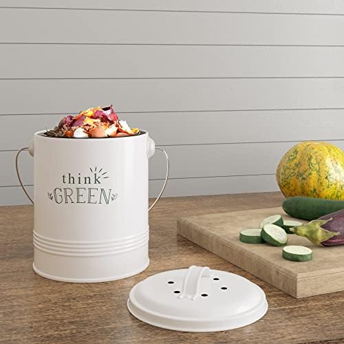 Barnyard Designs 1.2 Gallon Kitchen Counter Compost Bin with Lid (Mint)