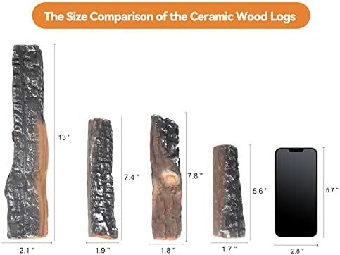 Skyflame Small Gas Fireplace Logs - 4 Pcs Ceramic Wood Logs