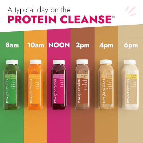 Raw Generation 3-Day Protein Juice and Smoothie Cleanse, 18-Bottle Pack | Plant-based lean muscle support, workout nutrition, 38g daily protein, steady energy, cravings support & easy reset routine