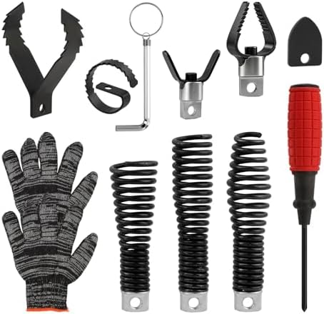 8-Piece Drain-Snake Drill Attachments for 1-4" Pipes, Cutter and Auger Set Compatible with 50FT-100FT Electric Drain-Snake Cable
