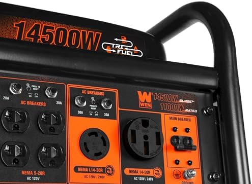 WEN 11,000-Watt 120V/240V Dual Fuel Portable Generator with Wheel Kit and Electric Start (DF1100T)