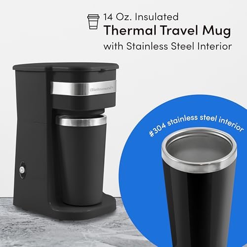 Elite Gourmet EHC111A Personal Single-Serve Compact Coffee Maker, Black