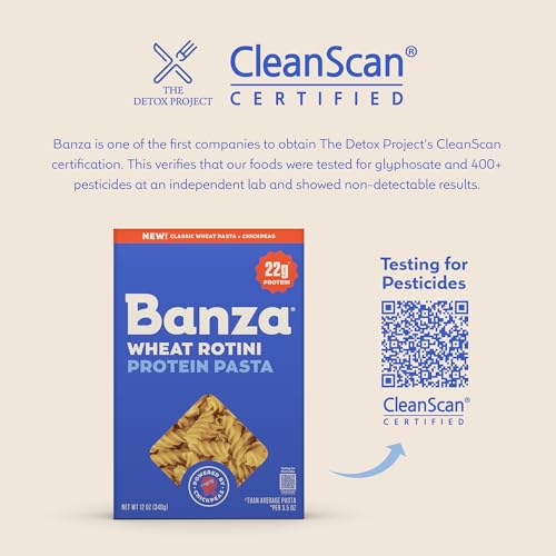Banza Rotini Protein Pasta Made from Wheat + Chickpeas - 6-Pack, 12 oz Box - High Protein 22g, Classic Taste & Texture, Non-GMO, Kosher, Plant-Based