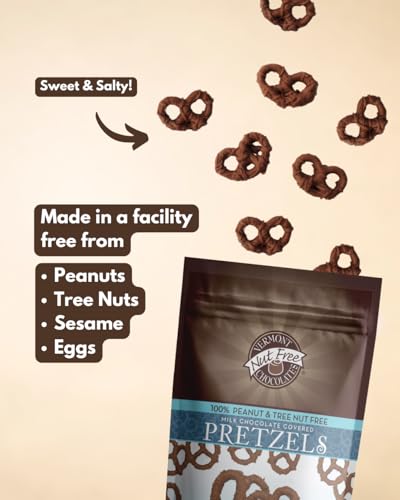 Vermont Nut Free Chocolates Milk Chocolate Covered Mini Twist Pretzels | 7 Ounce Bag, Peanut And Tree Nut Free, Egg-Free, Kosher Certified