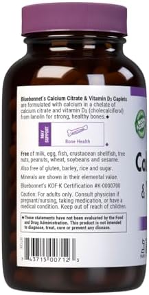 Bluebonnet Calcium Citrate with Vitamin D3 - Daily Bone Health & Strength Plus Immune Support* 1000mg Calcium Supplement for Women & Men - Non-GMO
