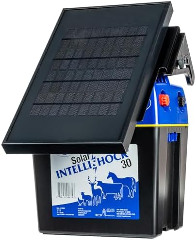Premier 1 Solar IntelliShock® 30 Fence Energizer | 0.3J. Reduces demand when voltage is high. Includes 12V/15AH battery