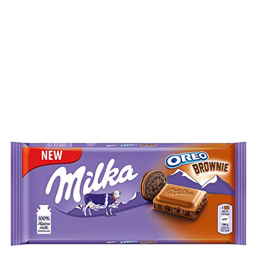 Milka OREO Brownie Milk Chocolate, 100g /3.5 Ounce (Pack of 5)