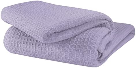 Glamburg 100% Cotton Thermal Bed Blanket, Soft Waffle, Queen Size, All Season, Navy Blue
