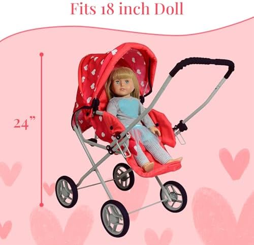 Baby Doll Stroller Play Set, 3-in-1 Babydoll Stroller with Removable Bassinet Baby Carriage for Dolls Toy Doll Stroller for Toddlers 3-4 Years,