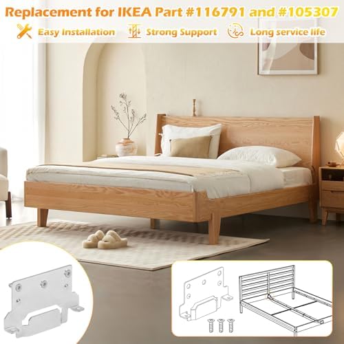 116791 110789 Mounting Plates Replacement for IKEA Bed Frame Brackets Part | 116791 (2X Mounting Plate) and 110789 (6X Screws) Spare Hardware Parts