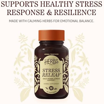 Herbs Etc. Stress ReLeaf Softgels - Herbal Supplement for Stress Support - Ashwagandha