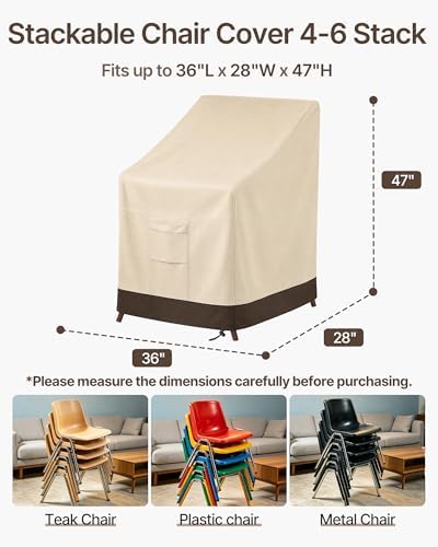 Vailge Stackable Patio Chair Covers & Outdoor Furniture Covers Waterproof