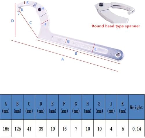 Chrome Vanadium C Pin Spanner Adjustable Hook Wrench, Round Head 19-51mm