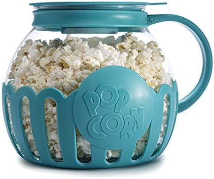 Ecolution Patented Micro-Pop Microwave Popcorn Popper with Temperature Safe Glass, 3-in-1 Lid Measures Kernels and Melts Butter, Made Without BPA, Dishwasher Safe, 3-Quart, Red
