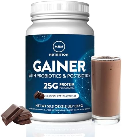MRM Nutrition Gainer Protein with Probiotics & Postbiotics - 18 Servings | Vanilla Flavored for Men & Women, 25g of Whey Protein Concentrate & Isolate, Micellar Casein, & Digestive Enzymes