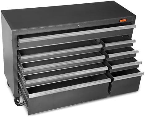 WEN 52-Inch Premium Rolling Tool Cabinet, Black, Heavy Duty 21-Gauge Powder-Coated Steel Construction, for Garage and Workshop (GG532B)