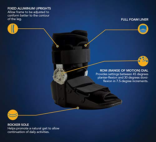 United Ortho 12215 Range of Motion Ankle Walking Boot, Medium