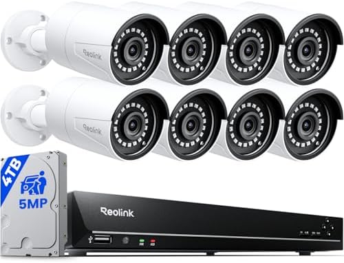 REOLINK 16CH 5MP Home Security Camera System with 4TB HDD RLK16-410B8-5MP | 8pcs 5MP Wired Outdoor PoE IP Cameras with Smart Detection