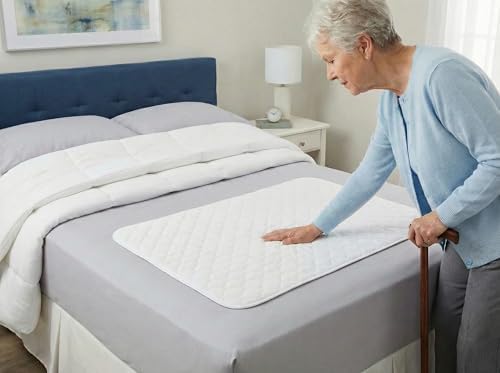 RMS Ultra Soft 4-Layer Washable and Reusable Incontinence Bed Pad, 34"x36" | Premium Quilted Bed Pad for Incontinence, waterproof reusable protector helps keep mattresses, furniture and wheelchairs dry
