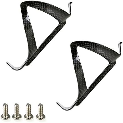Black Carbon Fiber Lightweight Bicycle Water Bottle Cage for Cycling-2 Pack | 0.8 Oz/p, for 2.91-3.54" Diameter Bottles, Bottle Cage for Cycling