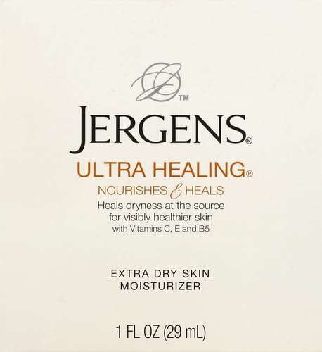 Jergens Ultra Healing Lotion, Hand and Body, Dry Skin Travel Size Moisturizer, for Absorption into Extra Dry Skin, Use After Washing Hands, 1 Ounce, with HYDRALUCENCE blend, Vitamins C, E, B5