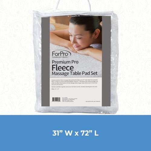ForPro Fleece Massage Pad Set, 31Wx72L in, Hypoallergenic | for Massage Table Face Cradles, Face Rest Covers, Headrest Covers, Spa Cradle Covers, Salon & Spa Essentials