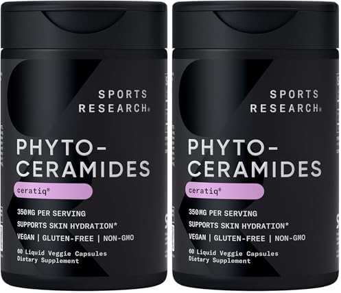Sports Research® Phytoceramides 350mg w/Ceratiq®, 30 Softgels | Plant-Derived Ceramides for Beauty from Within Skin Hydration | Made with Certiq® | Non-GMO, Soy-Free - 30 Servings