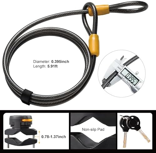 Bike U Lock with Cable - Via Velo Heavy Duty Bicycle U-Lock,14mm Shackle and 10mm x1.8m Cable with Mounting Bracket for Road, Mountain, Electric & Folding Bike