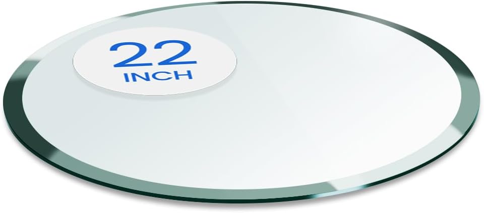 24 inch Round Glass Table Top - Tempered - 3/8" Thick Glass Surface, Safe Pencil Edge, Multipurpose for Dining Table, Patio, Coffee and End Table