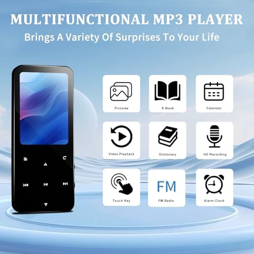 144GB MP3 Player, Bluetooth 5.2 Music Player, HiFi Sound Digital Music, Built-in HD Speaker, FM Radio, Voice Recorder, Earphones Included